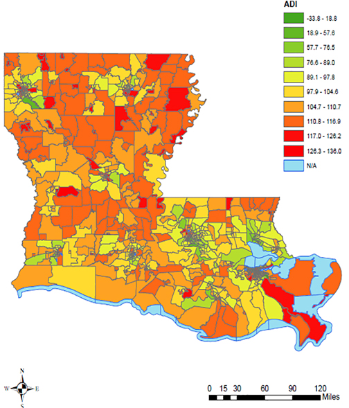 adi LA census tracts neighborhood deprivation